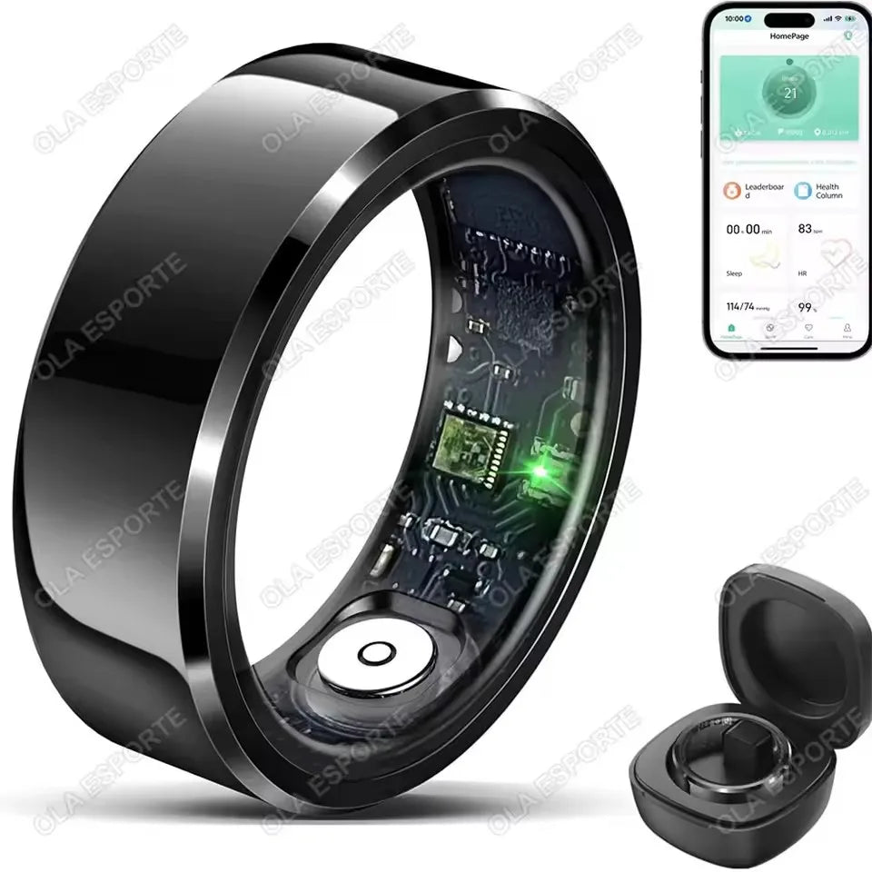 2025 Smart Ring Blood Pressure Heart Rate Sleep Monitoring Smartring IP68 & 5ATM Waterproof Multi-sport Mode Smartring Man Women Peaceful Pleasures Health and Wellness Black Pro 9