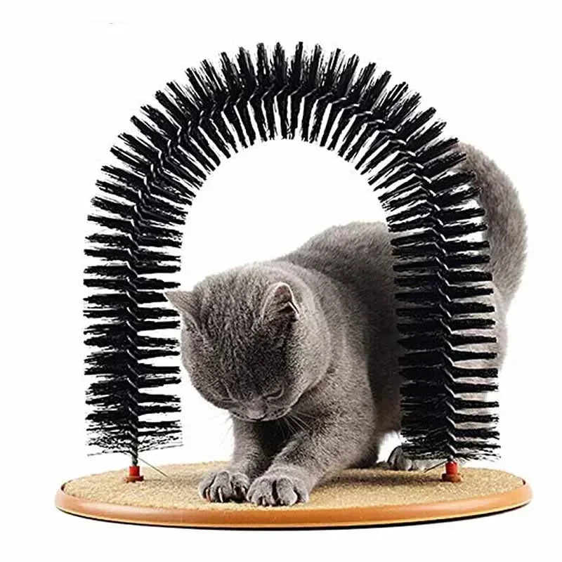 Cat Arch Self-Groomer with Scratching Pad & Massage Brush