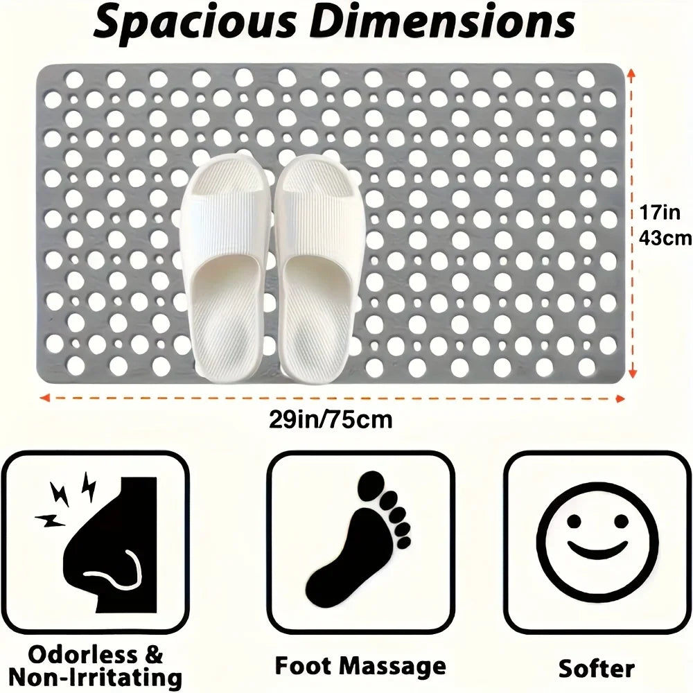 Non-Slip Bath & Shower Mat | Suction Cups & Drain Holes