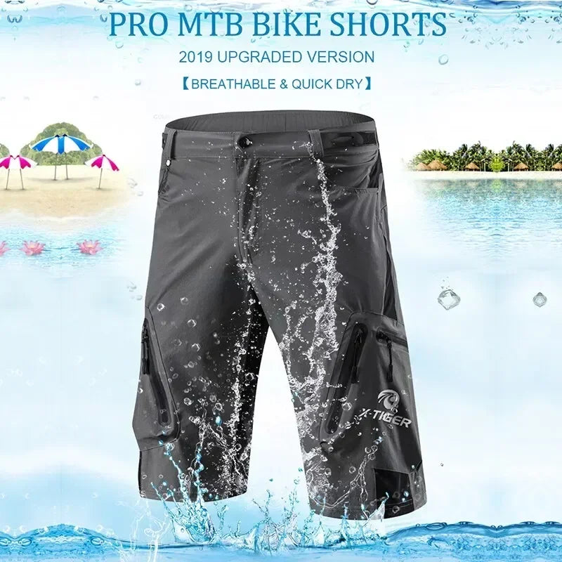 X-TIGER Men's MTB Shorts – Loose Fit, Waterproof & Multi-Pocket