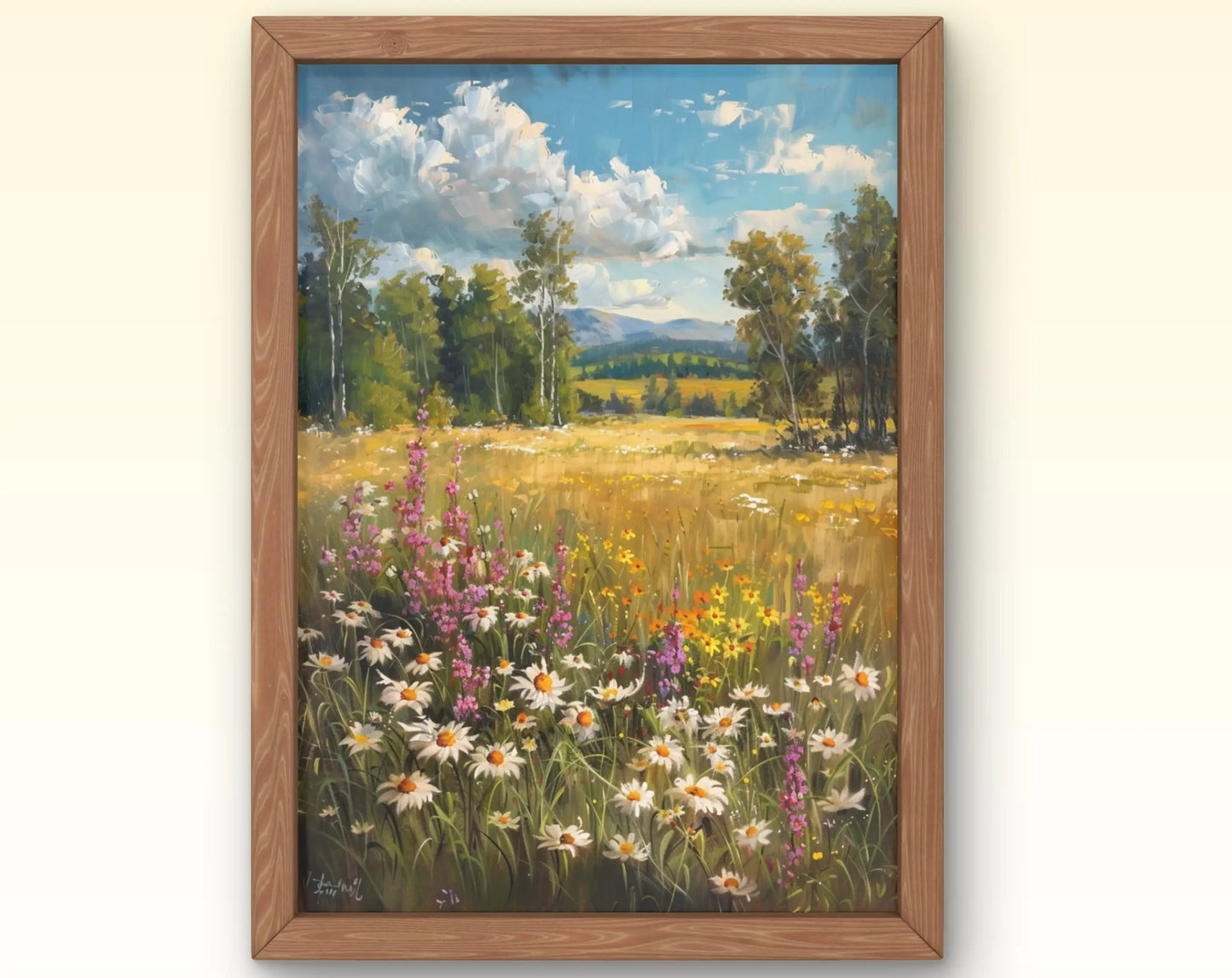 European Rural Scenery Floral Canvas Wall Art | Unframed Print