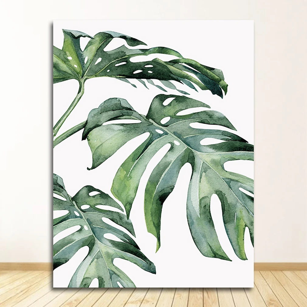 Wall Art Paintings for Living Room Home Decor Scandinavian Style Tropical Plants Poster Green Leaves Decorative Picture Modern Peaceful Pleasures Health and Wellness 0511XX01 20x25cm No Frame