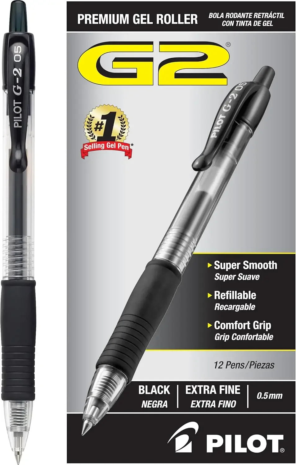 Premium Gel Roller Pens, Extra Fine 0.5mm, Black Ink, Pack of 12 - Ideal for School & Office Peaceful Pleasures Health and Wellness