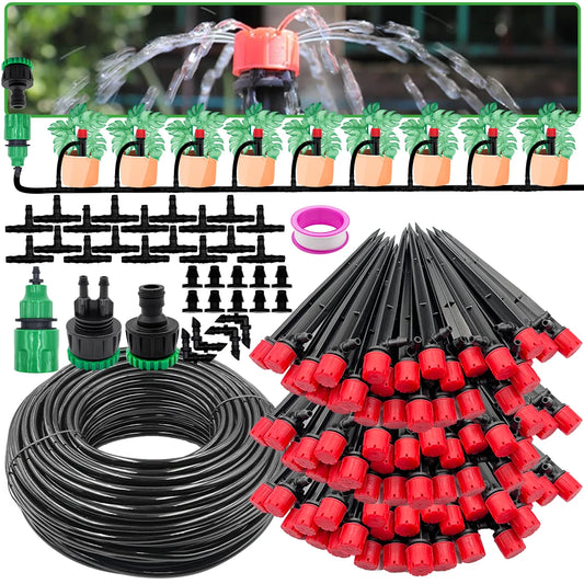 Garden Drip Irrigation Automatic Watering System Kit 1/4'' 13CM Sprinkler for Bonsai Pot Plant Flower Vegetable Greenhouse Peaceful Pleasures Health and Wellness
