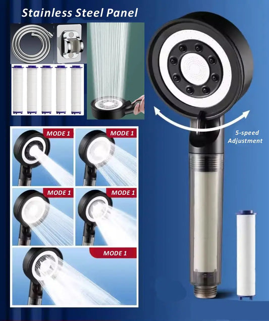 High Pressure Shower Head – 5 Jet Modes & Built-In Filter Handheld Shower Head Oasis Select