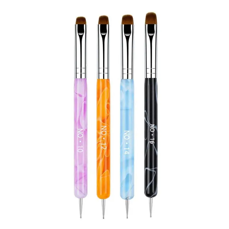 French Dual End Beginner High Quality Painting Manicure Tool Acrylic Drawing Nail Art Brush Nail Art Rhinestone Gel Dotting Pen Peaceful Pleasures Health and Wellness 4 Set