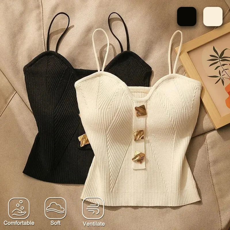 Women's Knit Bandeau Crop Top | Open Back Sleeveless Camisole