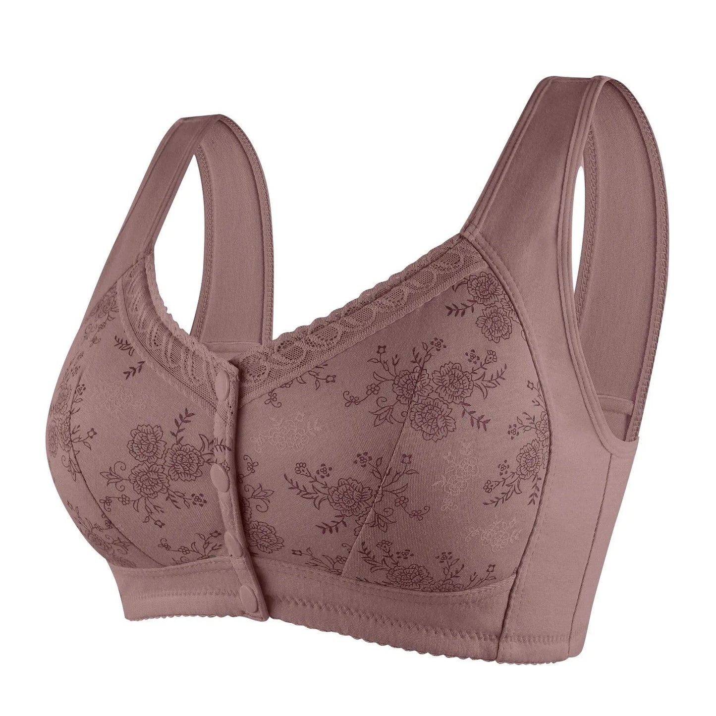 Women's Wire-Free Front Buckle Bra – Large Size, Breathable