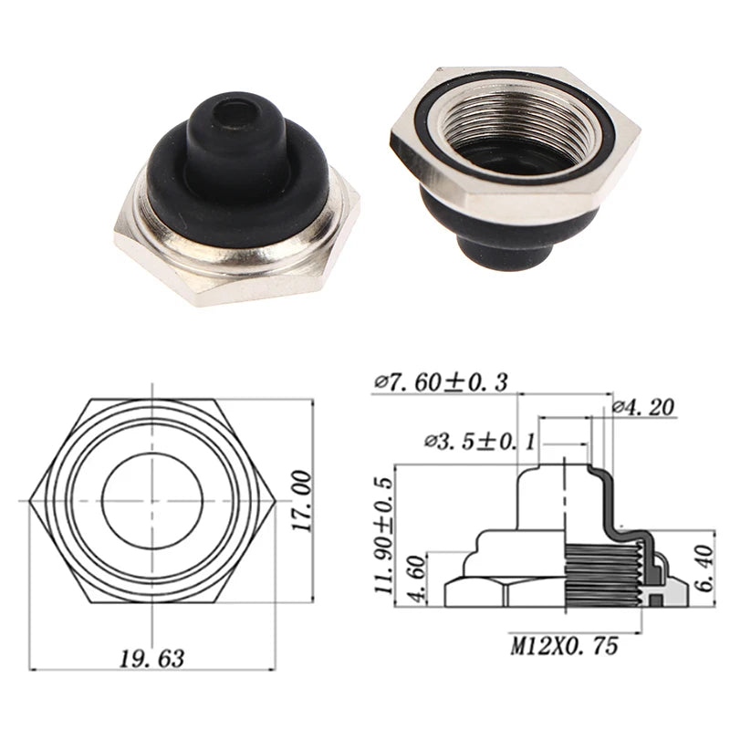 M12 Toggle Switch Waterproof Caps Hex Metal Edge – 5 Pack