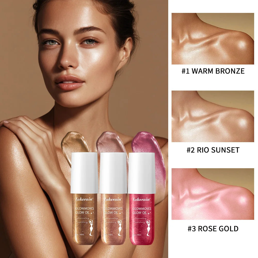 Glowmotions Glow Body Oil 100ml Hydrating Softening Brazilian Shimmer Bronze Non-Greasy Non-Sticky Formula for Beachside Party Peaceful Pleasures Health and Wellness