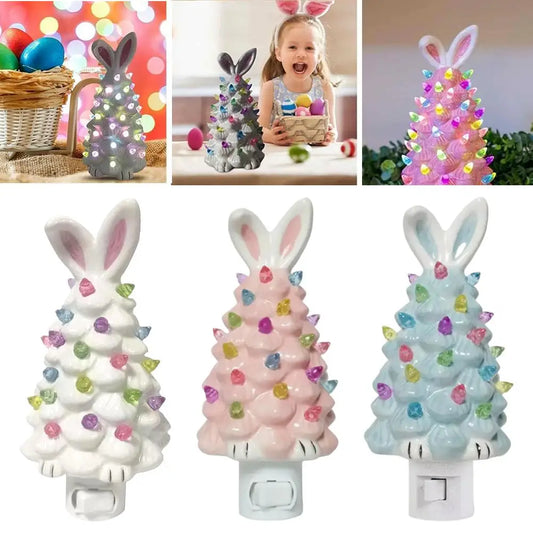 Easter Bunny Plug-In Night Light | Kids Room Ambient Wall Lamp Decorative Night Light Peaceful Pleasures Health and Wellness