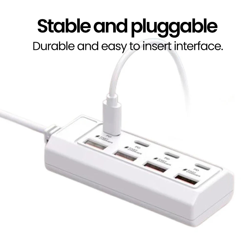 8-in-1 USB Power Outlet Adapter | 25W PD Type-C Fast Charging