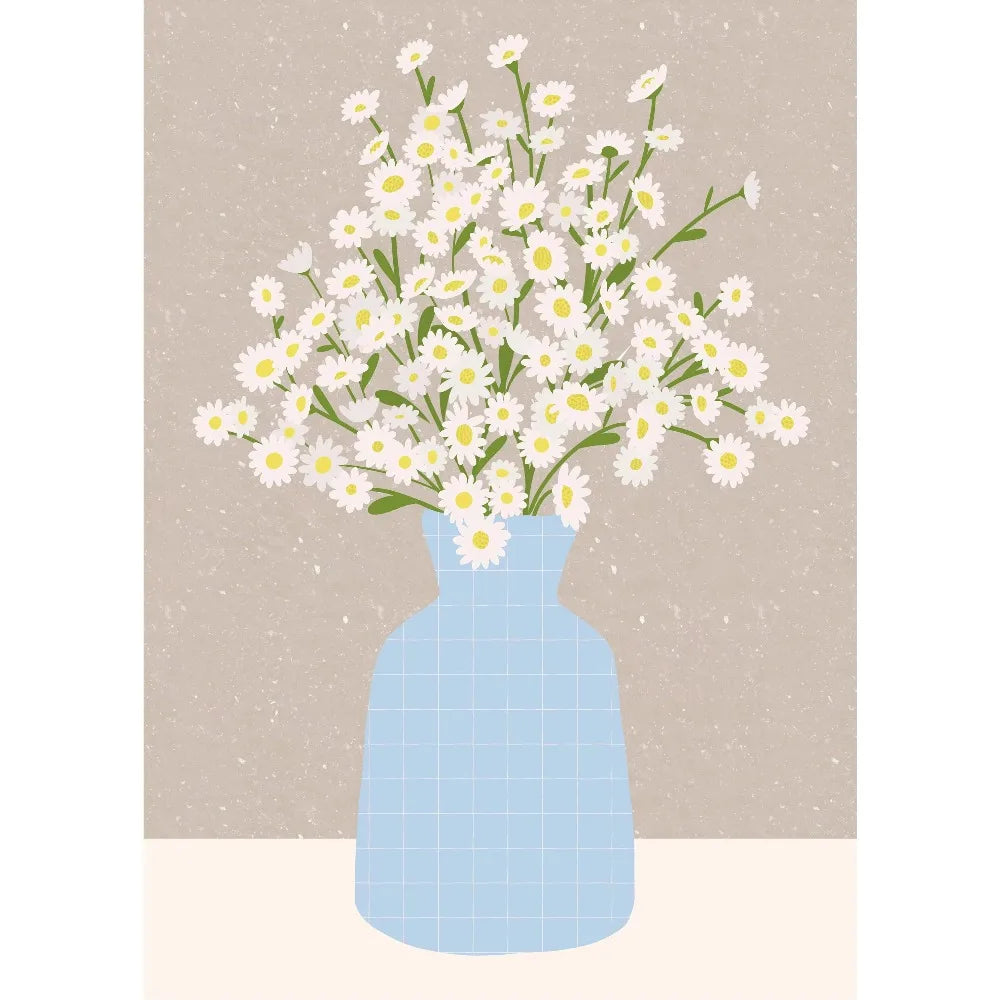 Garden Flower Vase Canvas Wall Art Print – Modern Floral Poster