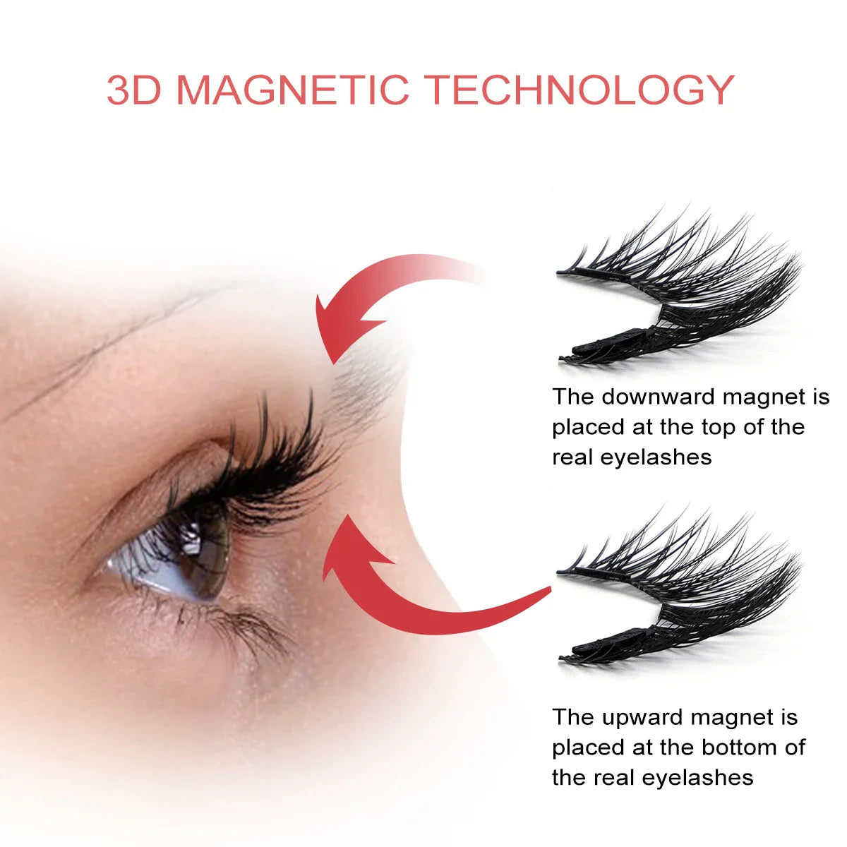 MAGEFY 3 Pairs Magnetic Eyelashes Glue Free with Applicator