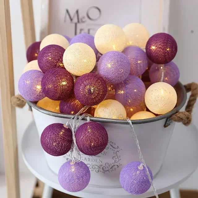 20 LED Cotton Ball String Lights – Fairy Garland Home & Garden