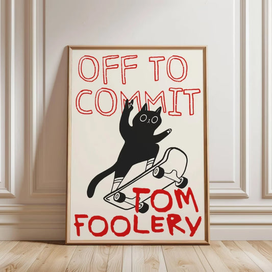 Black Cat Skateboard Canvas Wall Art – Funny Tomfoolery Print Canvas Wall Art Peaceful Pleasures Health and Wellness G3620 21x30cm No Frame