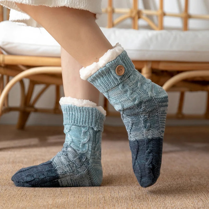 1 Pair Autumn And Winter Plush Floor Socks, Indoor Anti Slip Thick Warm Foot Socks, Family Bedroom Slippers And Sleeping Socks Peaceful Pleasures Health and Wellness SKY BLUE EU35-41