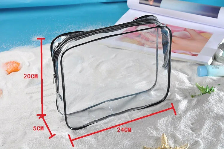 Transparent Travel Toiletry Bag | Waterproof PVC Organizer 3 Sizes Travel Toiletry Bag Peaceful Pleasures Health and Wellness M