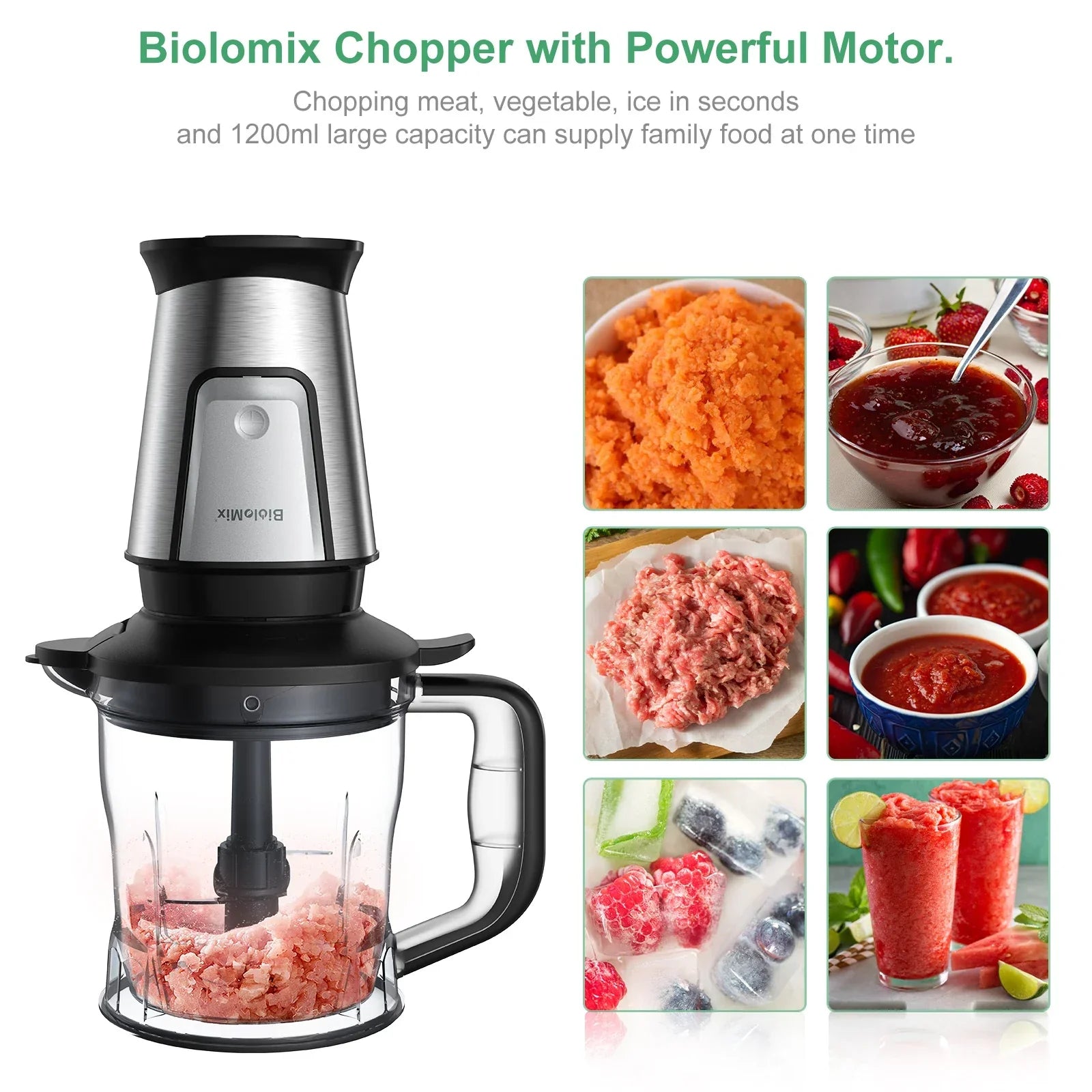 BioloMix 3-in-1 Food Processor – 700W Blender, Chopper & Grinder Food Processor BioloMix