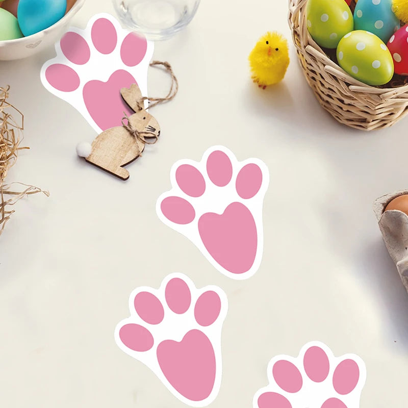 Easter Bunny Paw Print Floor Clings Decals Easter Floor Stickers Pink Bunny Paw Prints Floor Decals For Easter Floor Decoration Peaceful Pleasures Health and Wellness