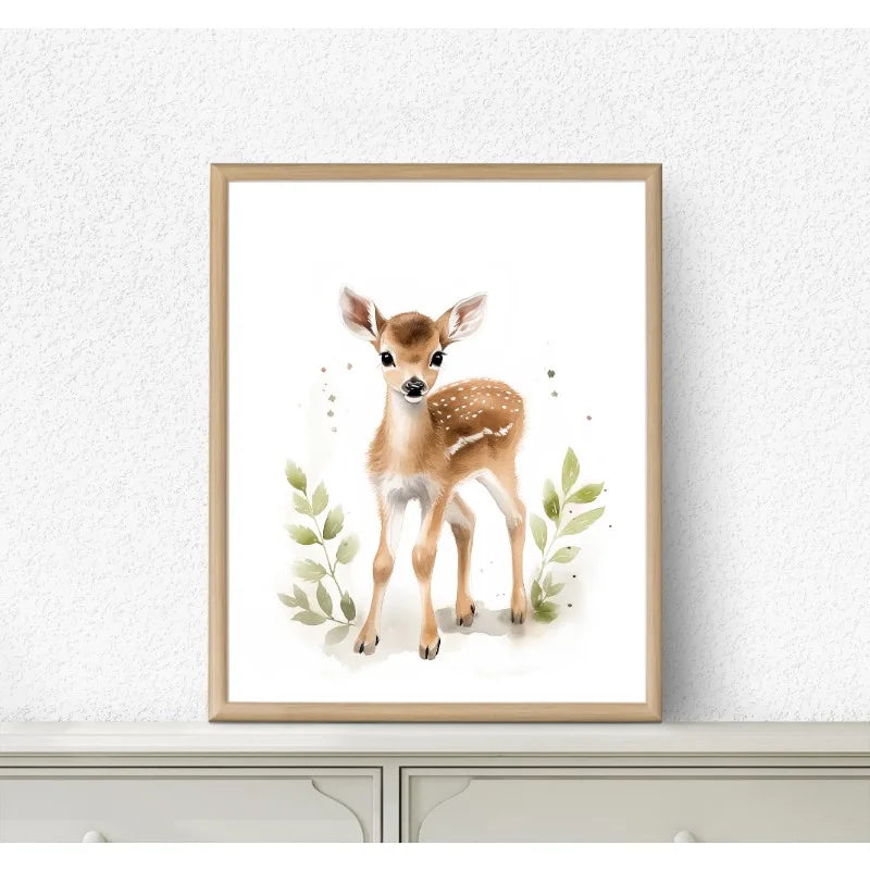 Watercolour Kawaii Woodland Baby Animals Bear Rabbit Raccoon Poster Canvas Painting Wall Art Pictures Home Bedroom Decor Peaceful Pleasures Health and Wellness 2 40x50cm Unframed