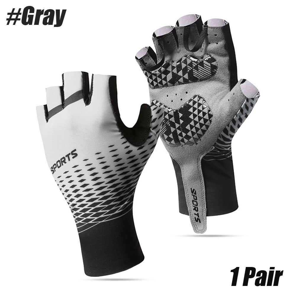1Pair Cycling Bike Gloves,5MM Padded Half Finger Bicycle Gloves,Summer Road Bike Gloves for Cycling,Running,Working Out Peaceful Pleasures Health and Wellness GRAY M