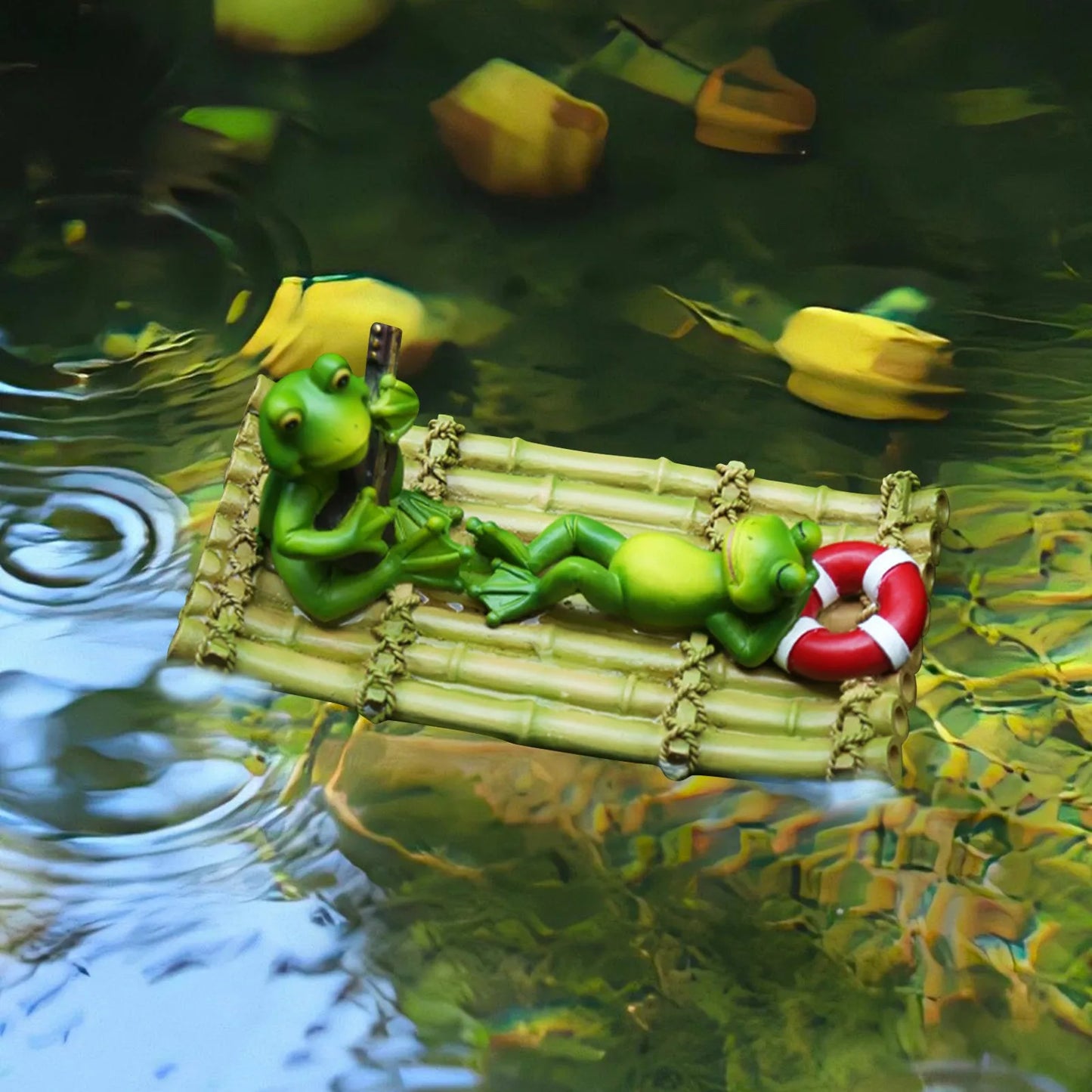 Resin Floating Frog Statue | Garden Pond & Home Decor Sculpture Garden Frog Sculpture Peaceful Pleasures Health and Wellness