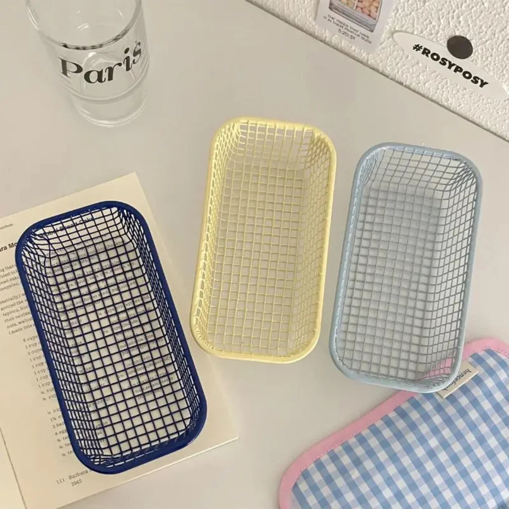 Metal Desktop Storage Basket – Desk Organizer & Sorting Holder