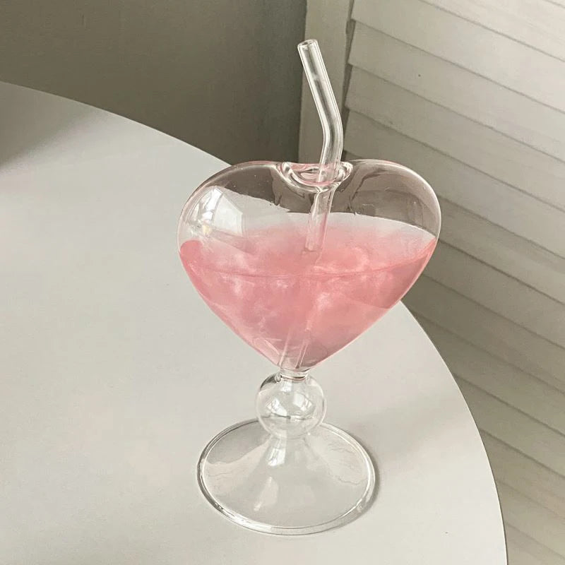 Heart-Shaped Glass Mug – Cocktail, Coffee & Tea Cup Gift