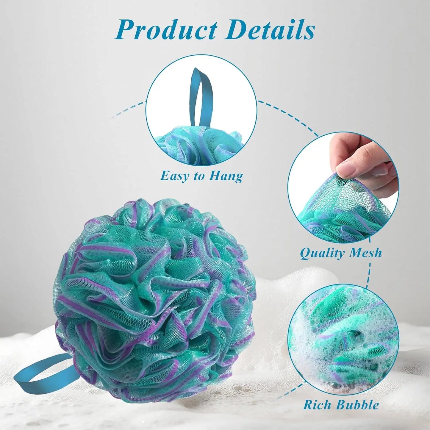 4-Pack Large 75g Loofah Bath Sponges – Exfoliating Body Scrubber