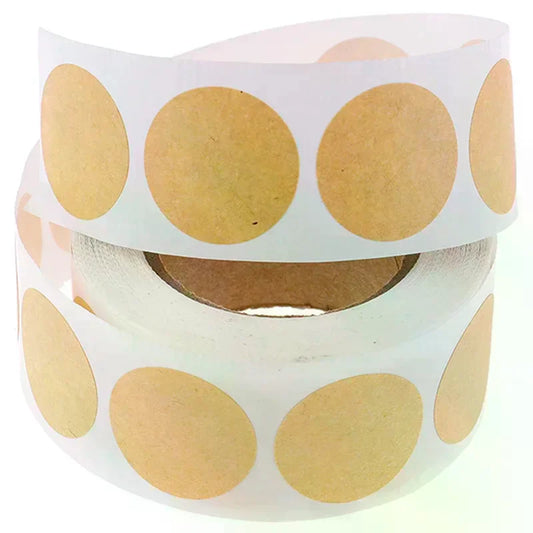 500 Kraft Round Stickers 1" Self-Adhesive Labels Per Roll Round Kraft Label Stickers Oasis Select