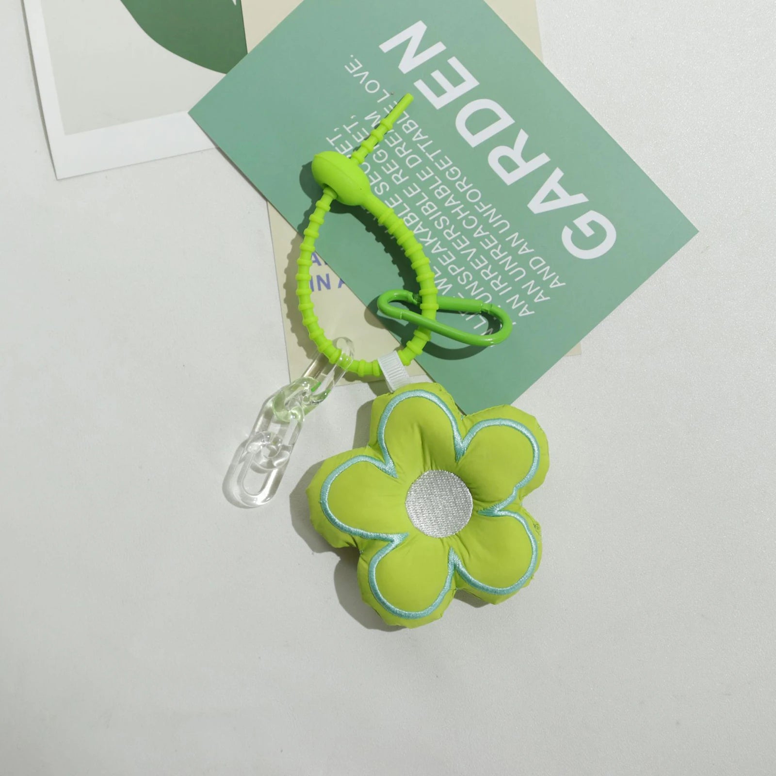 Flower-shaped Keychain Pendant Cartoon Model Pendant for Holidays Birthdays Present Peaceful Pleasures Health and Wellness green