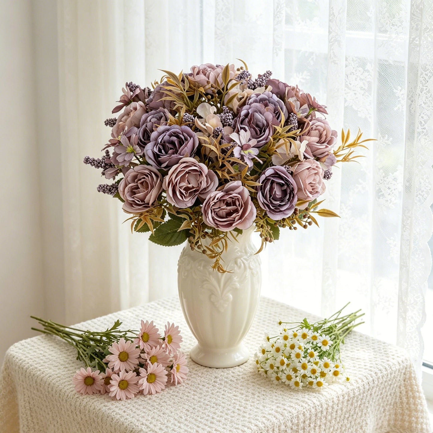 Silk Rose Peony Artificial Bouquet – Wedding & Home Décor