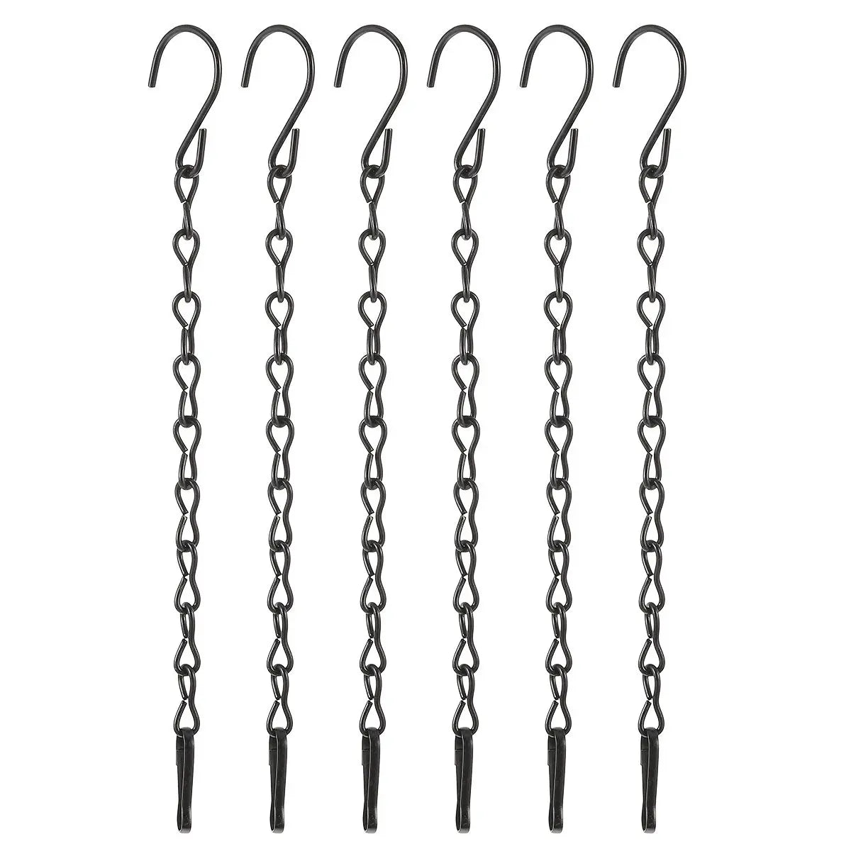 6 Pieces Metal Hanging Chains Hook Buckle Design for Bird Feeders Flower Pots Lanterns Adjustable Chain Hanger Garden Ornament Peaceful Pleasures Health and Wellness