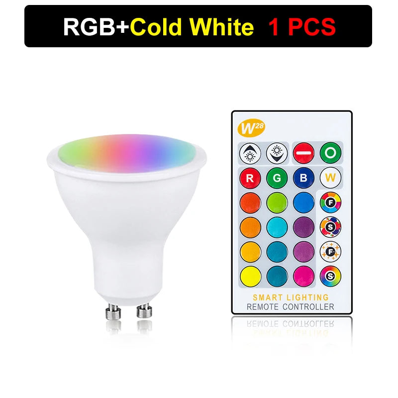 85-265V 10W GU10 LED Bulb 16 Colors RGB+CW+WW Lamp Spotlight IR Remote Control Ampoule Bombillas Room Home Party Festival Decor Peaceful Pleasures Health and Wellness RGBW Lamp 1pcs