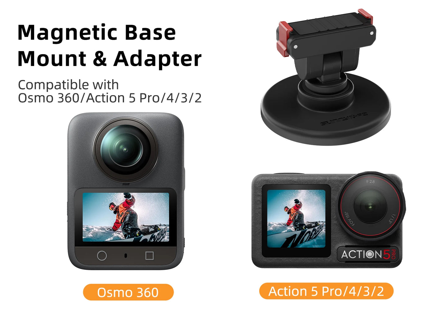 Multi-Functional Magnetic Base+Adapter For DJI OSMO 360 Quick-Release Magnetic Base For Action 5 Pro/4/3/2 Adjustable Base Mount Peaceful Pleasures Health and Wellness