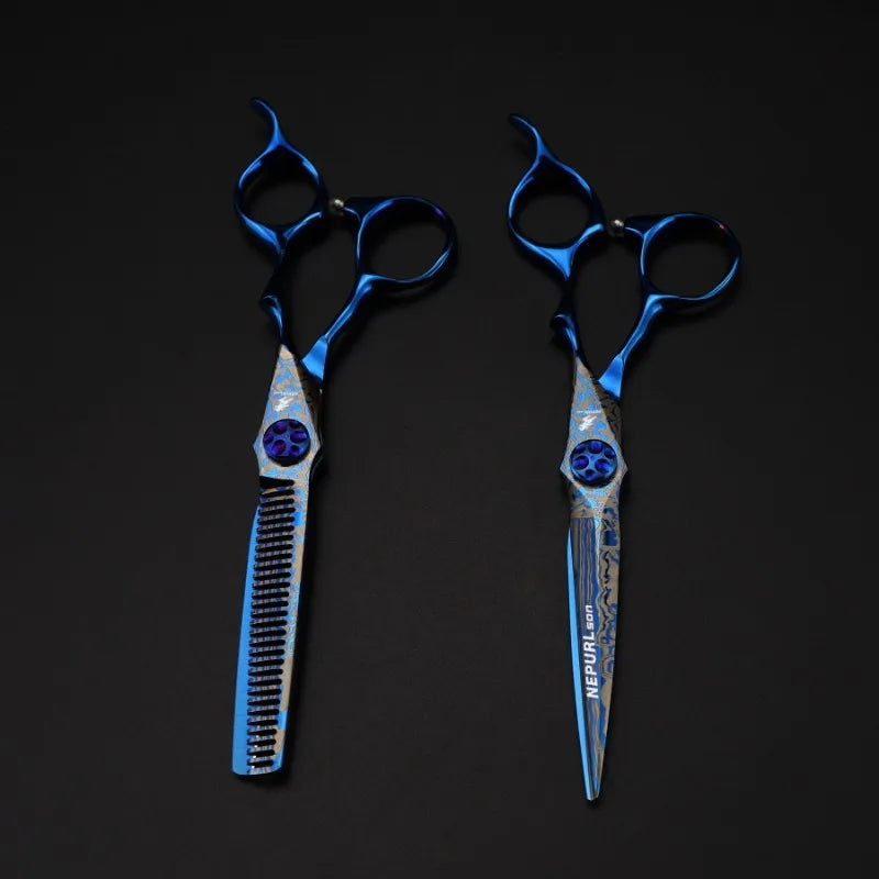 Professional 6 Inch Japan 440 Steel Hair Scissors Barber Salon Haircut Thinning Shears Peaceful Pleasures Health and Wellness