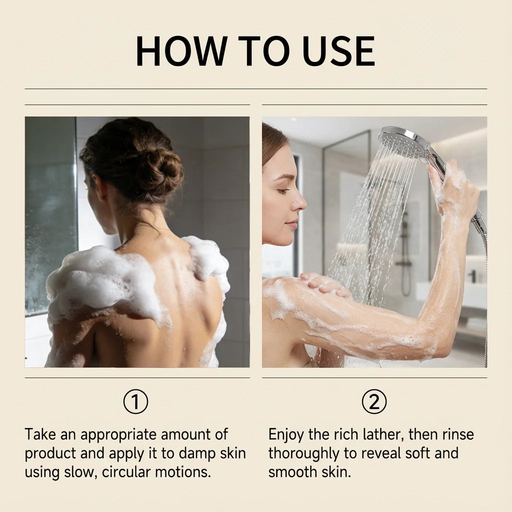 Exfoliating Body Wash Deep Cleansing Body Dirt Smoothing Dead Skin Cell Removal Improve Roughness Refresh Brightening Shower Gel Peaceful Pleasures Health and Wellness