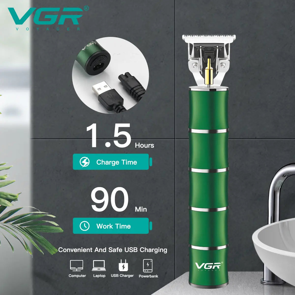 VGR Retro Metal Electric Hair Clipper Household Oil Head Carving Electric Push Clipper T-shaped Blade Hair Trimmer V-193 Peaceful Pleasures Health and Wellness