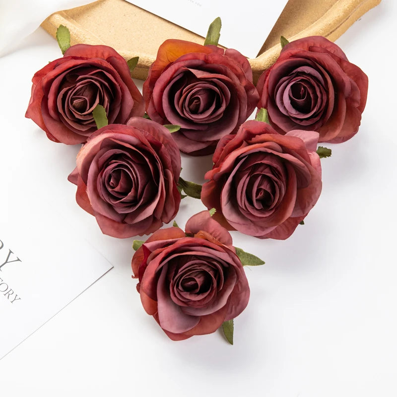 Artificial Silk Rose Heads 5/10pcs | Wedding & Home Decor