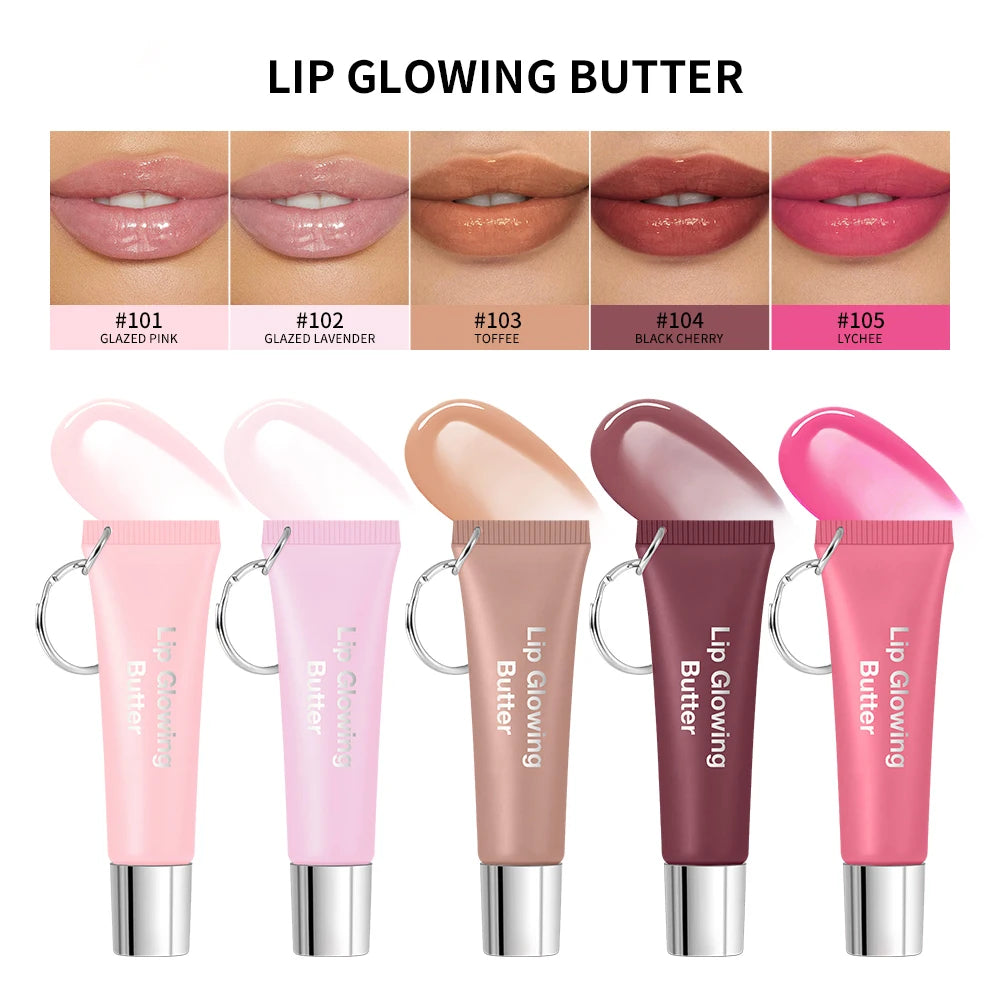 Lips Glosses Keychain 2in1 Design Long Lasting Moisturizing Pink Nourish Lipstick Glowing Butter Makeup Care Shine Cosmetics Peaceful Pleasures Health and Wellness