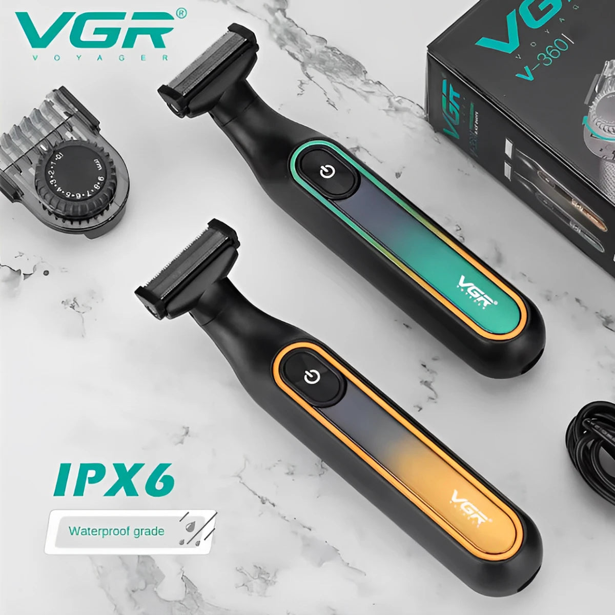 VGR 360 Hair Trimmer Cordless Beard Shaver Professional Hair Cutting Machine Waterproof 2 In 1 Digital Display Trimmer for Men Peaceful Pleasures Health and Wellness