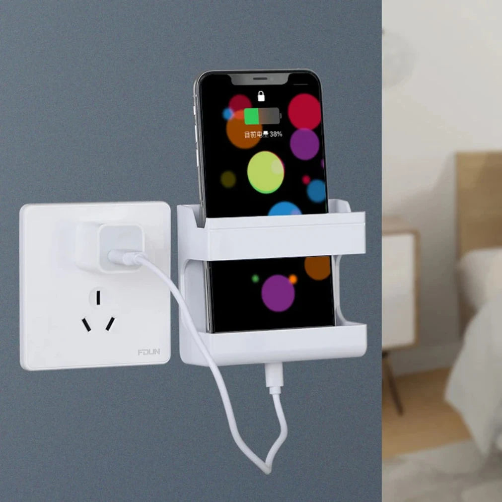 Adhesive Wall-Mount Remote & Phone Holder — No Drilling
