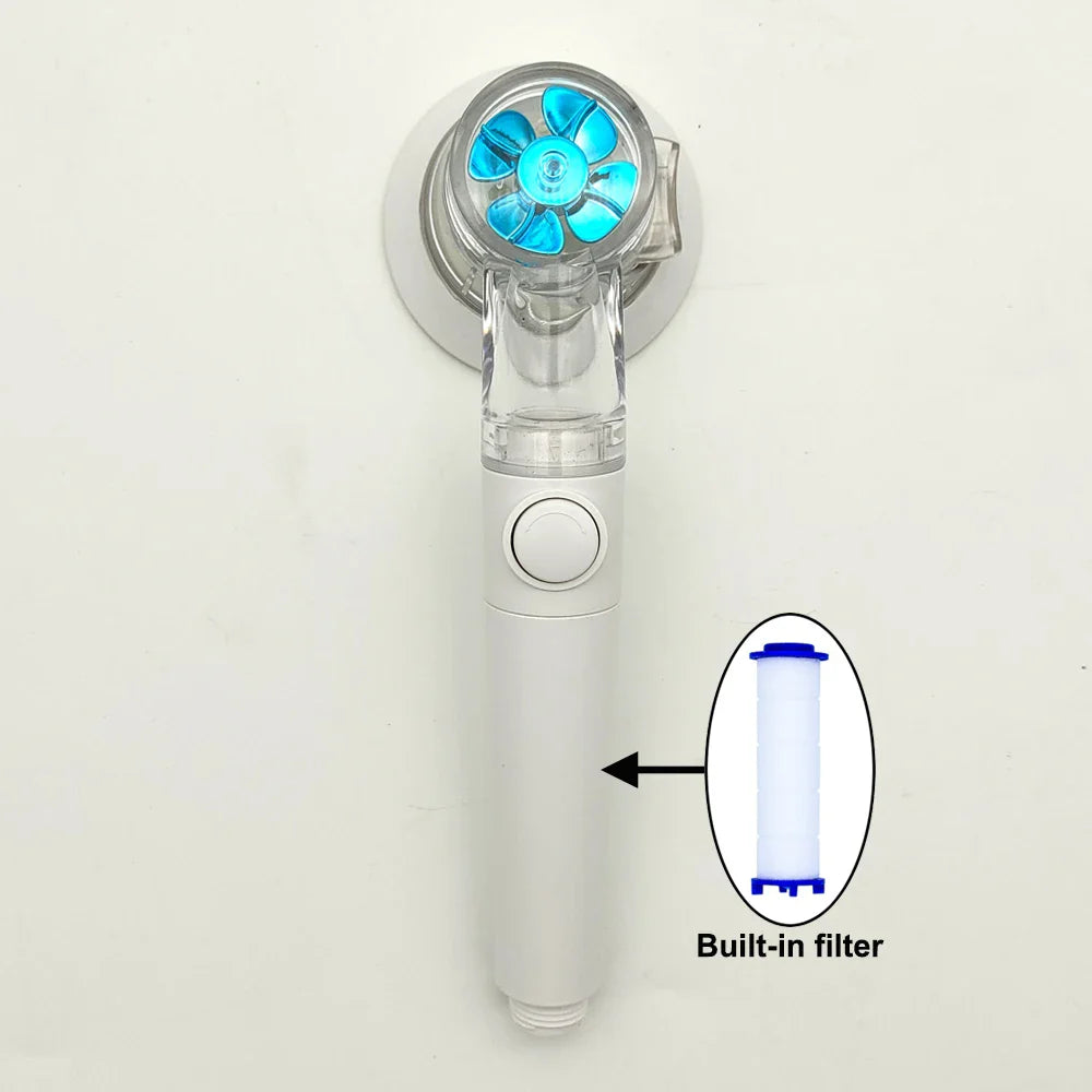 Turbo High-Pressure Handheld Shower Head with Filter & Stop Button
