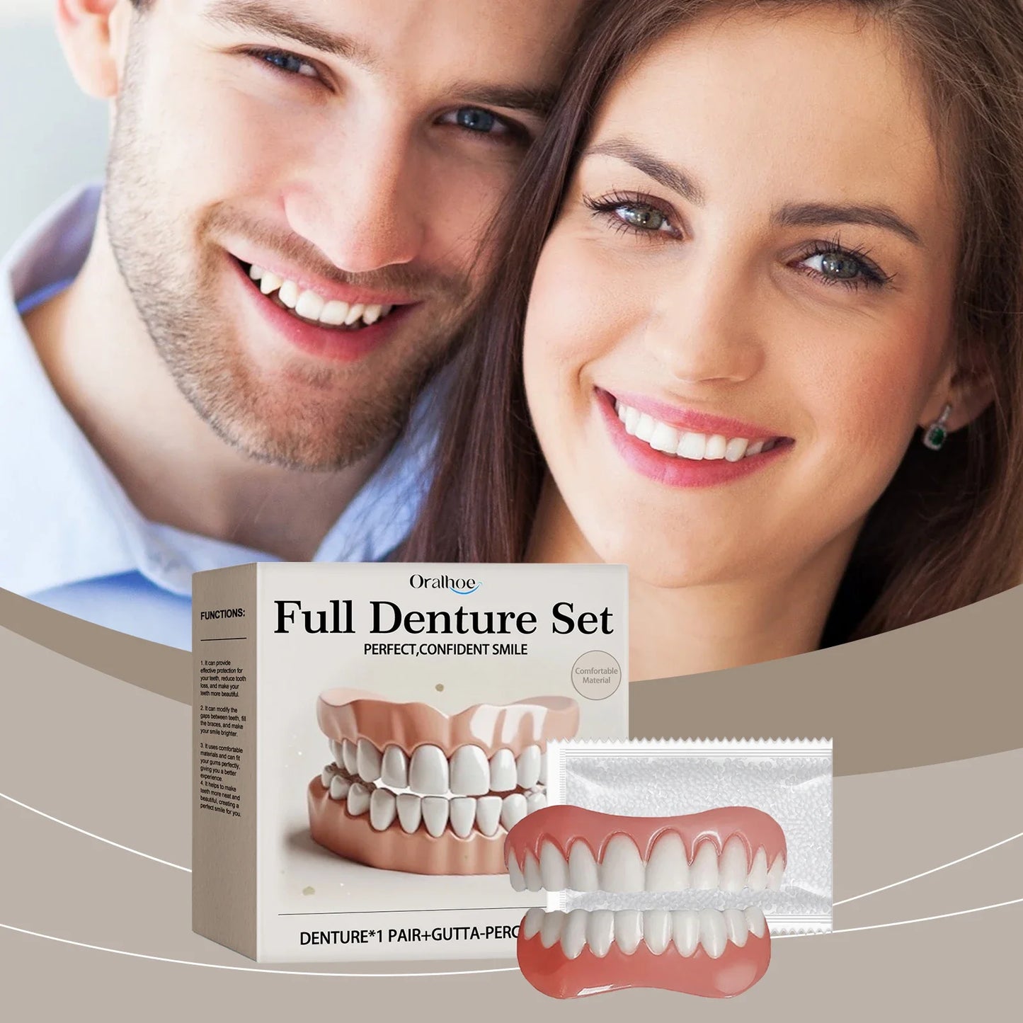Snap-On Silicone Veneers – Upper & Lower False Teeth | Oralhoe