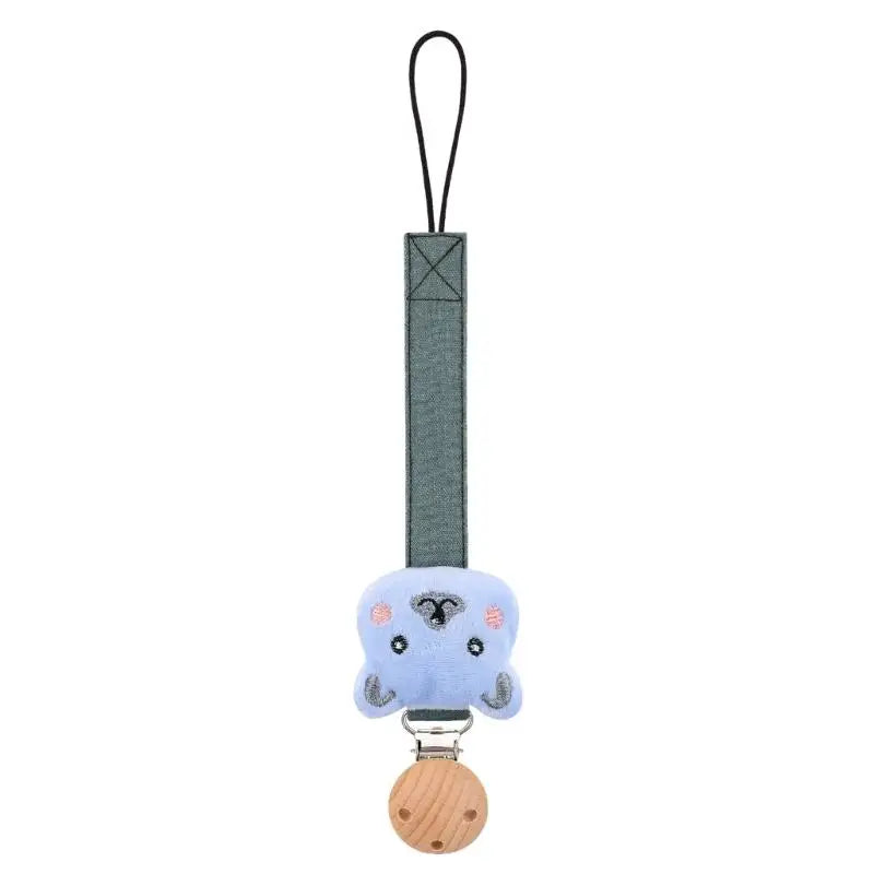 Baby Pacifier Holder Chain with Wooden Clip | Cotton Lanyard