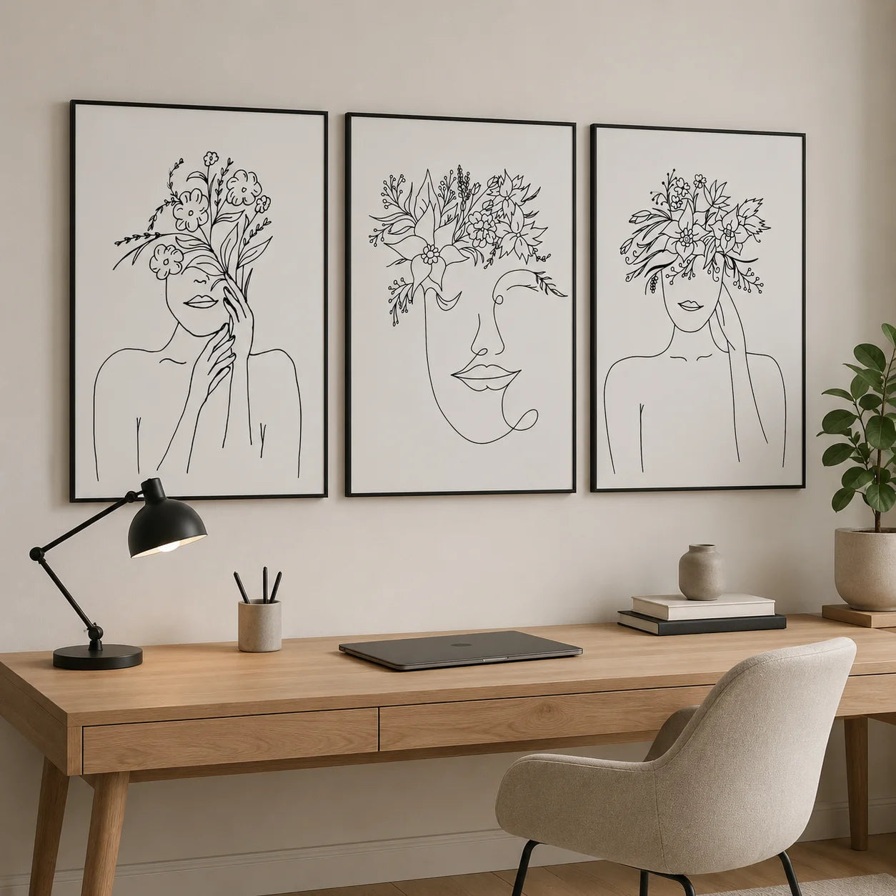 Black & White Abstract Canvas Wall Art | Modern Figure Poster Print Canvas Wall Art Peaceful Pleasures Health and Wellness