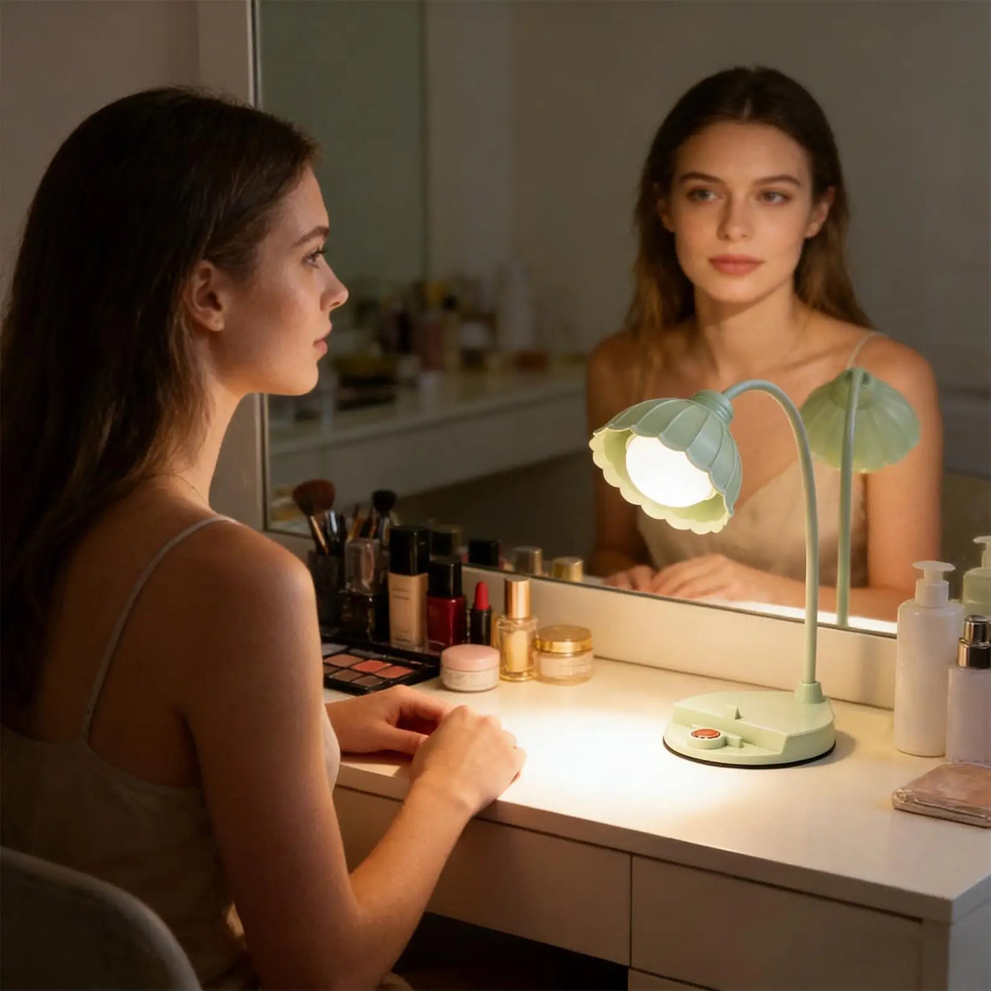 Cute Flower Desk Lamp – Rechargeable Dimmable LED Table Lamp