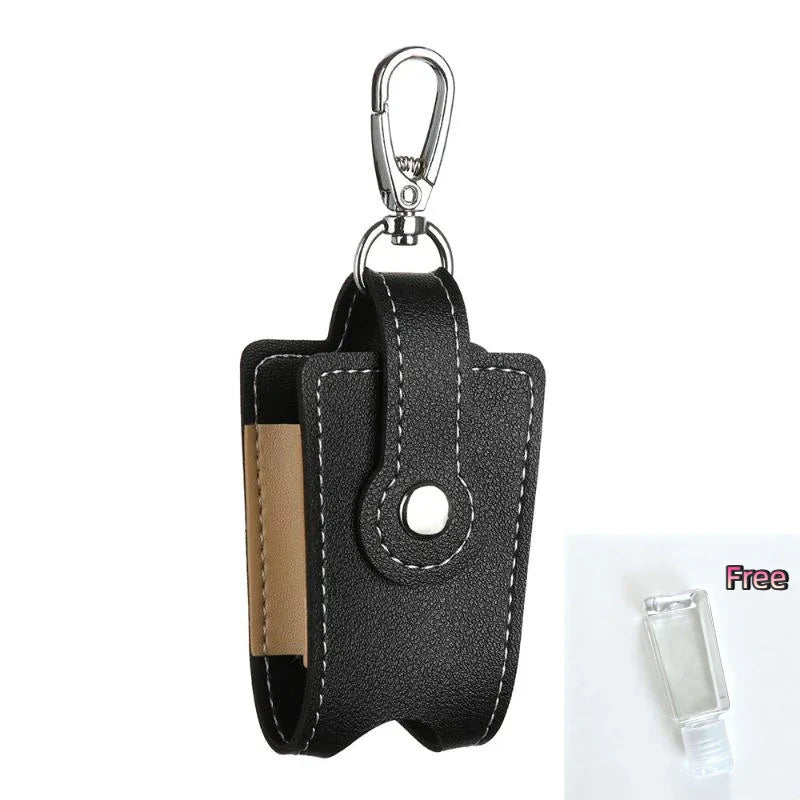PU Leather Hand Sanitizer Holder & Refillable Bottle + Carabiner