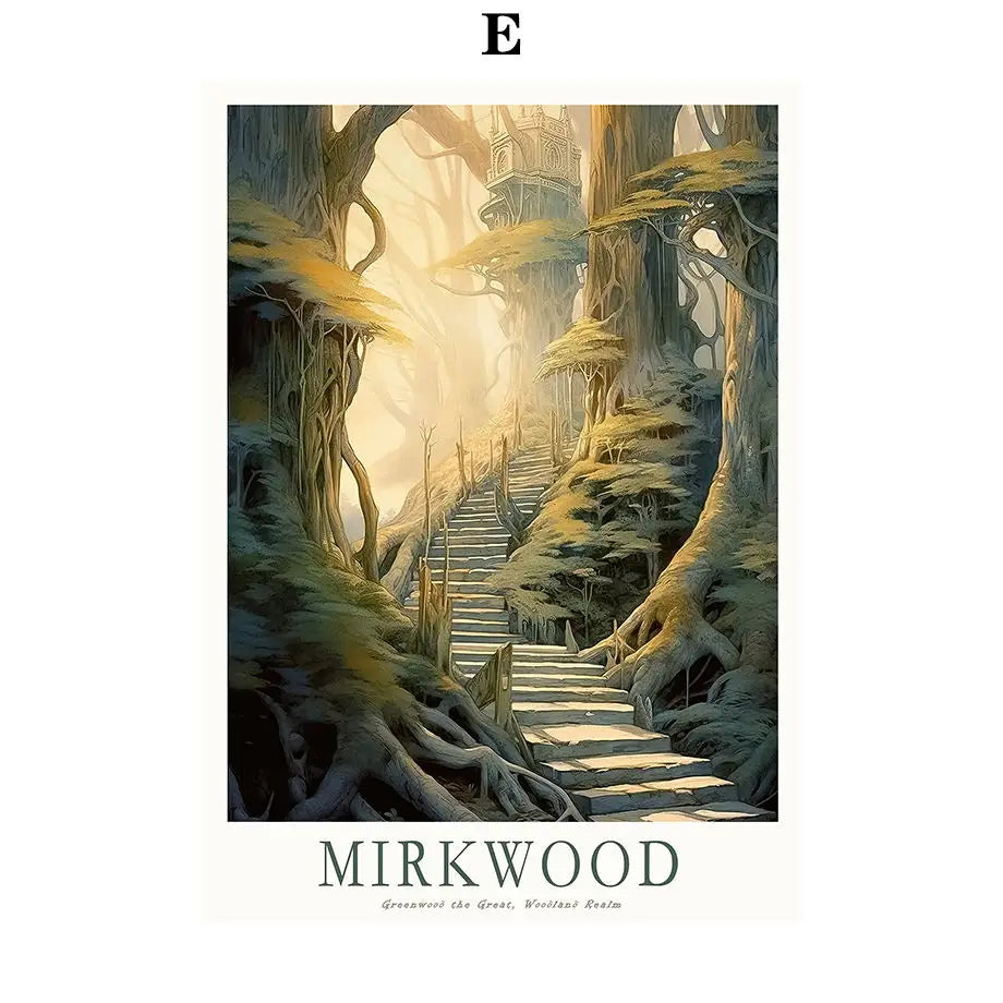 Dark Forest Tower Canvas Wall Art Poster | Nordic Home Decor Canvas Wall Art Peaceful Pleasures Health and Wellness T80421-05 50x70cm Unframed
